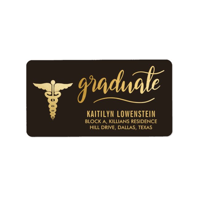 Arzt | Krankenversicherung | Graduate Gold Handges Adressaufkleber (Vorne)