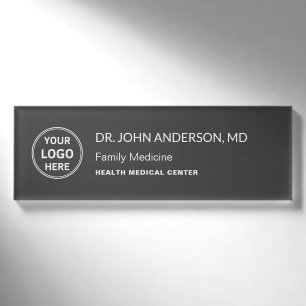 Arzt Medizin Gesundheitsklinik Logo Grau Namenschild