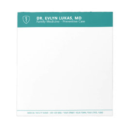 Arzt Medizinischer Caduceus Minimalist Teal Büro Notizblock