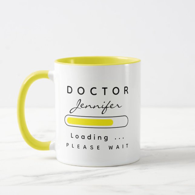 ARZT [Name] Gelb und Weiß Tasse (Links)