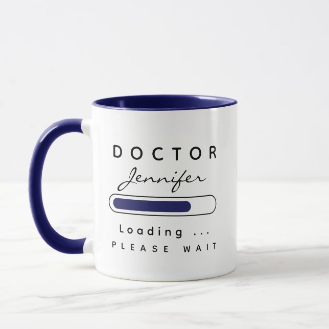 ARZT [Name] Lade Navy & White Tasse (Links)
