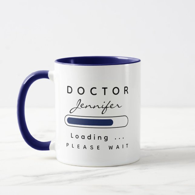ARZT [Name] Lade Navy & White Tasse (Links)