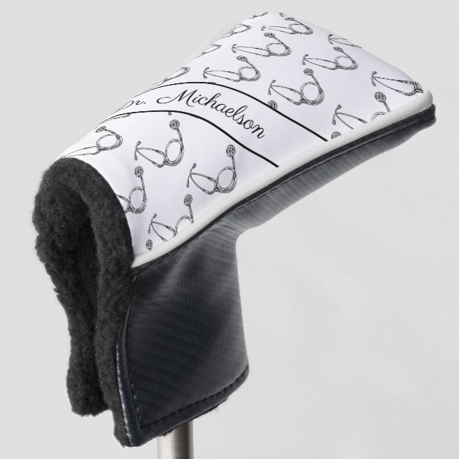 Arzt Name Stethoskop Muster  Golf Headcover (3/4 Vorderseite)