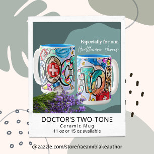 Arzt-Tasse aus zweifarbigem Keramik Zweifarbige Tasse