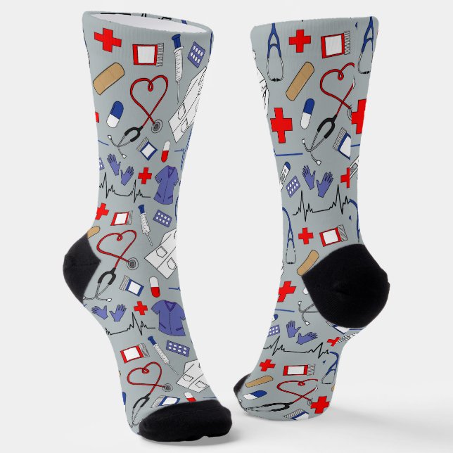 Arzt- und Krankenpfleger-Schurze gemustert Socken (Gewinkelt)