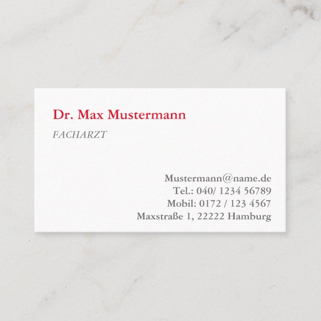 Arzt Visitenkarte (Vorderseite)