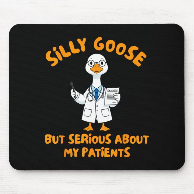Arztassistent alberner Gans ernsthaft über Mousepad (Vorne)