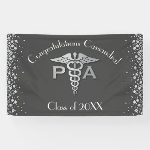 Arztassistent PA Abschluss Grau Silber Banner