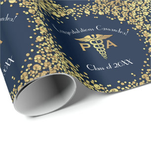 Arztassistent PA Abschluss in Marineblau und Gold Geschenkpapier
