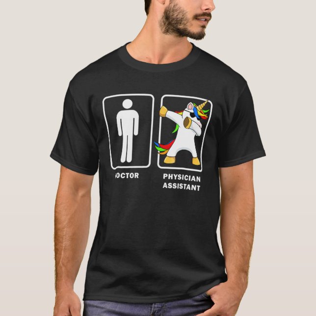 Ärztin Assistenzärztin VS Doktor Dabbing Unicorn T-Shirt (Vorderseite)