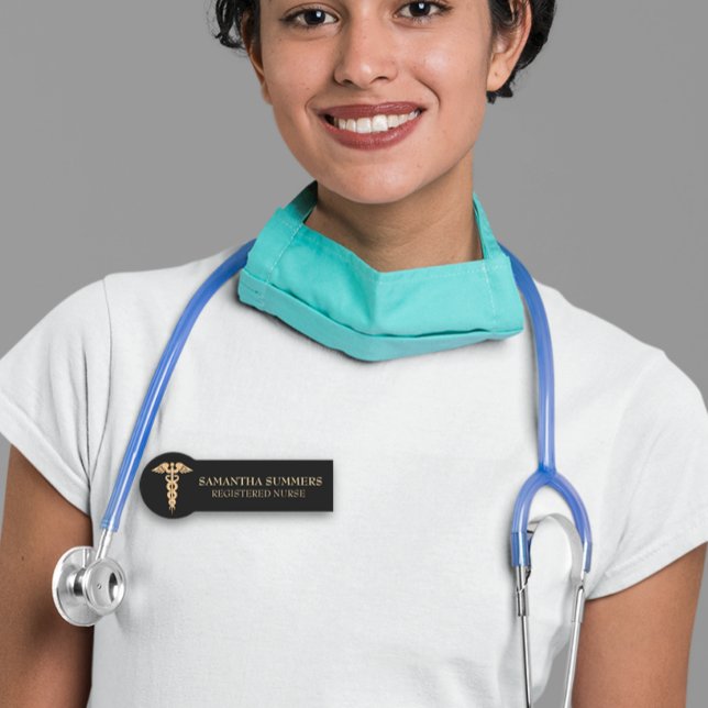 Ärztin Caduceus Gold Medizin RN Namensschild (Von Creator hochgeladen)