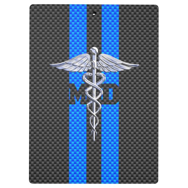 Ärztin MD Caduceus auf Carbon Fiber Style Klemmbrett (Rückseite)