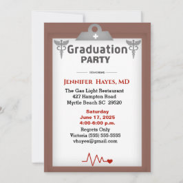 Ärztin Nurse Brown Clipboard Graduation Party Einladung