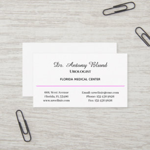 Ärztin Urologe Simple Pink Business Card Visitenkarte