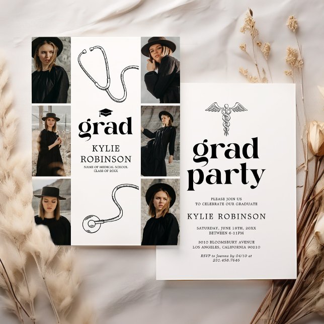 Ärztliche Ärztin Krankenschwester Foto Graduation  Einladung (Von Creator hochgeladen)