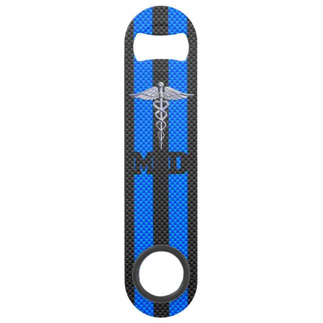 Ärztliche Ärztin MD Caduceus auf Carbon Fibre Deco Speed Flaschenöffner (Vorderseite)