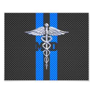 Ärztliche Ärztin MD Caduceus auf Carbon Fibre Prin Fotodruck