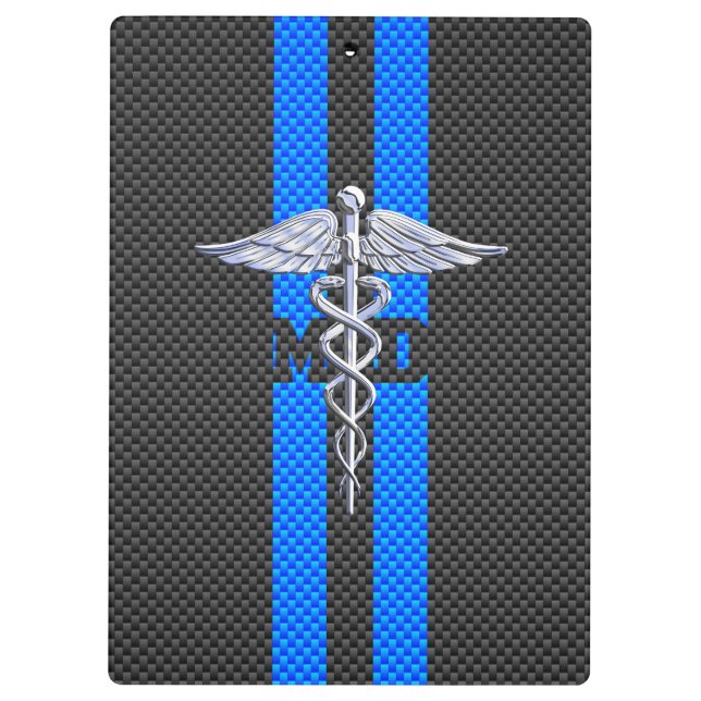 Ärztliche Ärztin MD Caduceus auf Carbon Fibre Prin Klemmbrett (Rückseite)