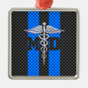 Ärztliche Ärztin MD Kadukeus Karbon Faserstreifen  Ornament Aus Metall