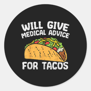 Ärztliche Beratung für Tacos Mexican Cinco de Mayo Runder Aufkleber