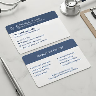 Ärztliche Medizinische Klinik Minimalistisch Navy  Visitenkarte