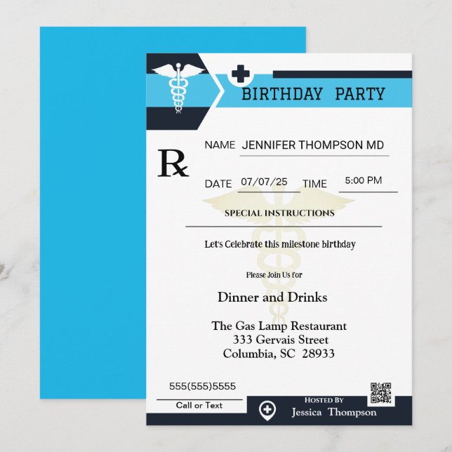 ärztliche Verschreibung Pad Birthday Einladung (Vorne/Hinten)
