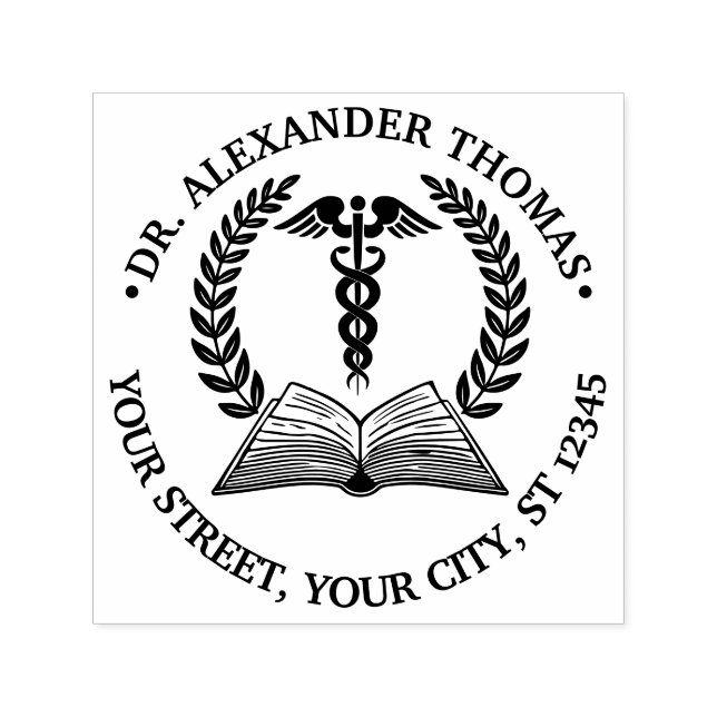 Ärztlicher Arzt Caduceus 1LR Buchname Anschrift Permastempel (Design)