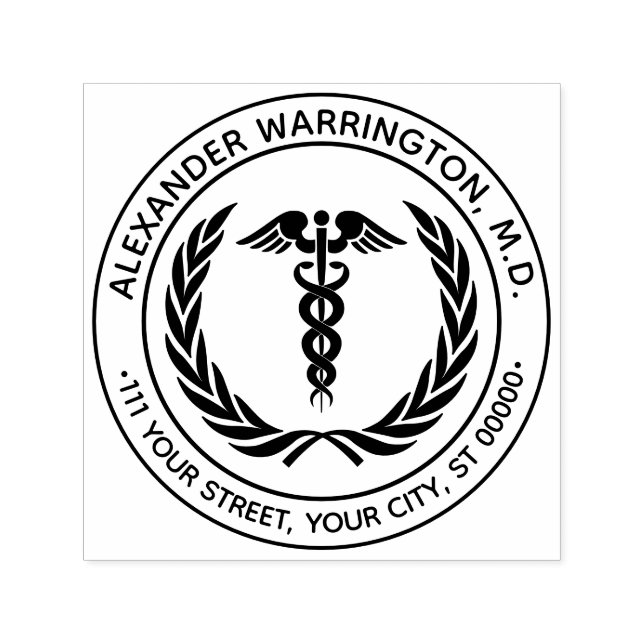 Ärztlicher Arzt Caduceus #1LR Name Anschrift Permastempel (Design)
