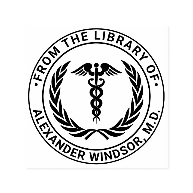 Ärztlicher Arzt Caduceus #1LR Name des Weinbuchs Permastempel (Design)