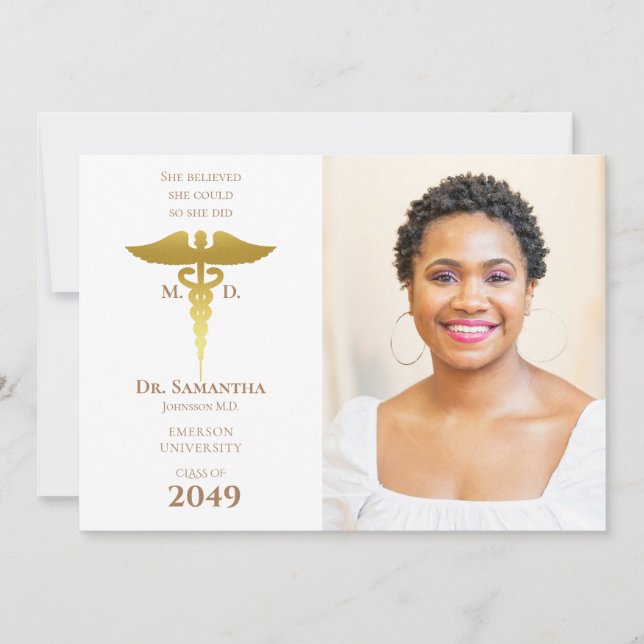 Ärztlicher Arzt MD RN Nurse Abschluss Grad Foto Einladung (Vorderseite)