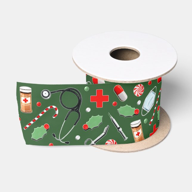 Ärztlicher Arzt oder Krankenpfleger Weihnachtsgesc Satinband (Spule)