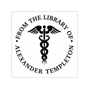 Ärztlicher Doktor Caduceus "Aus der Bibliothek" Permastempel