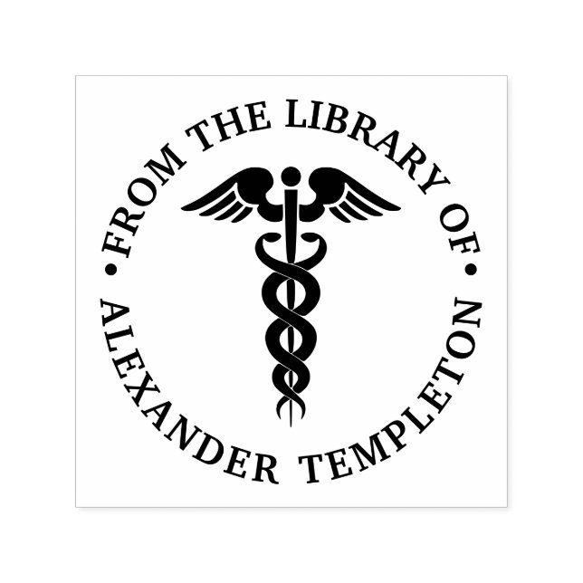 Ärztlicher Doktor Caduceus "Aus der Bibliothek" Permastempel (Design)