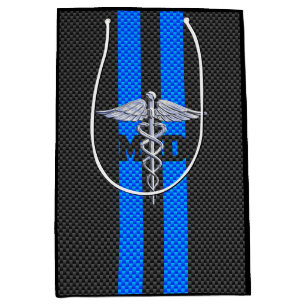 ArztMD Caduceus auf blauen Streifen Mittlere Geschenktüte