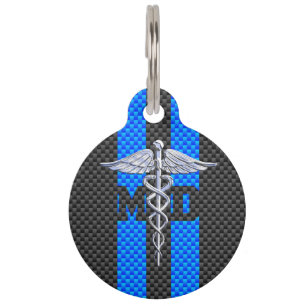 ArztMD Caduceus auf Kohlenstoff-Faser-Art Haustiermarke