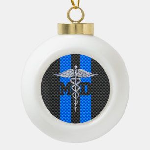 ArztMD Caduceus auf Kohlenstoff-Faser-Art Keramik Kugel-Ornament