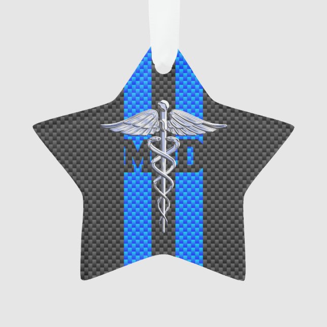 ArztMD Caduceus auf Kohlenstoff-Faser-Art Ornament (Vorderseite)