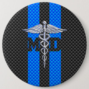 ArztMD Caduceus auf Kohlenstoff-Faser-Dekor Button