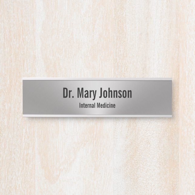 Arztname Facharzt Silver Look Medical Office Türschild (Vorderseite )