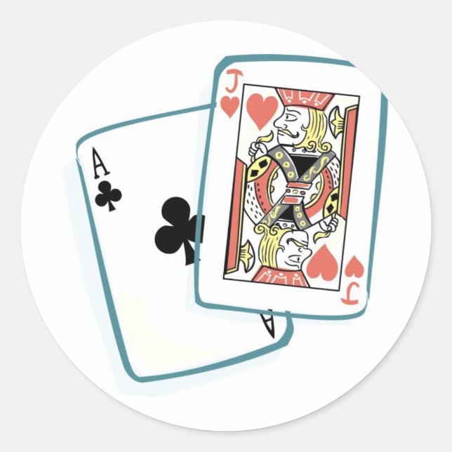 As and Jack Poker Cards Runder Aufkleber (Vorderseite)