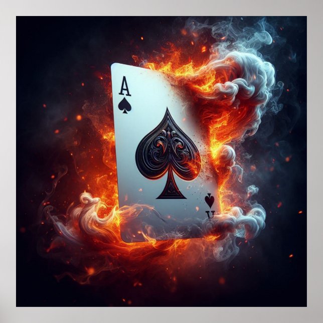 As of Flames - Fiery Playing Card Poster (Vorne)