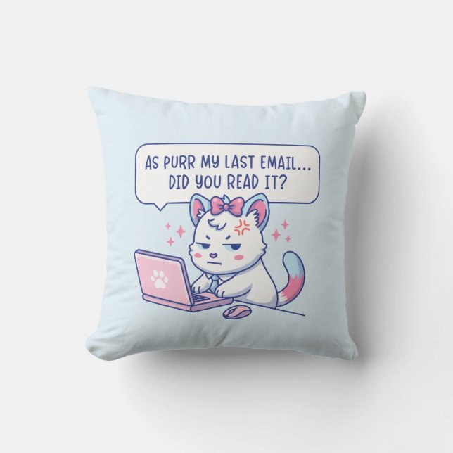 As Purr My Last Email - Funny Cat Office Humor Kissen (Vorderseite)