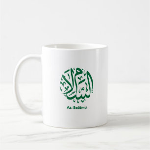 As Salaamu in grüner arabischer Kalligrafie Kaffeetasse