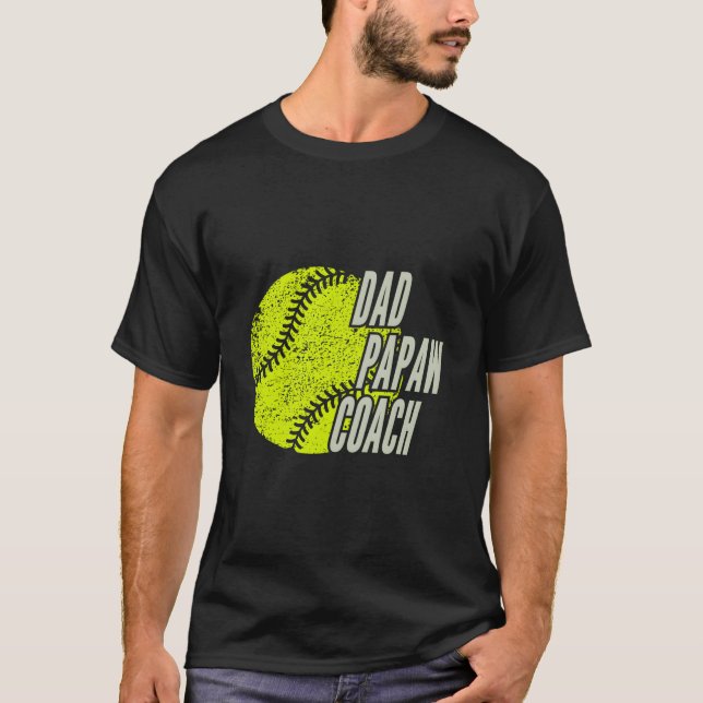 As Softball Dad Papaw Coach T-Shirt (Vorderseite)