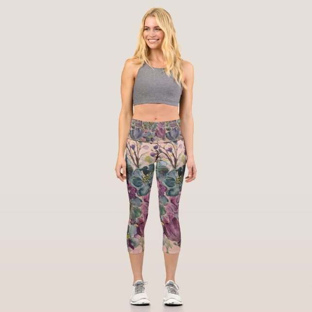 Asana Blossom Yoga Pants Capri Leggings (Vorderseite)