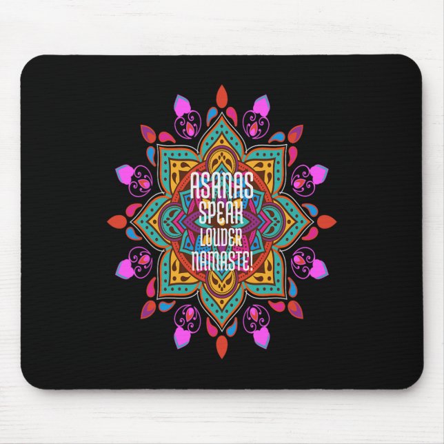 Asanas fließen stärker mit lebendigem Mandala Nama Mousepad (Vorne)