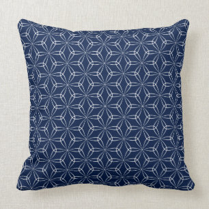 Asanoha Art 02 - Weiß auf DK-Blau 001744 Kissen
