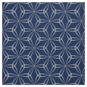 Asanoha Art 02 - Weiß auf DK-Blau 001744 Stoff