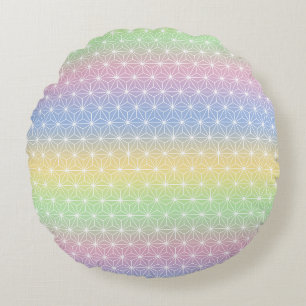 Asanoha Geometric Muster Serenfarbengraden Rundes Kissen