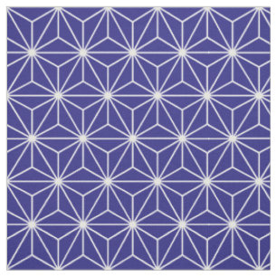 Asanoha Geometric Stars Dark Blue Stoff